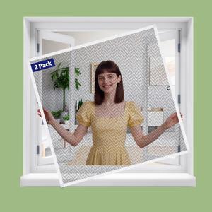 Window Screen Frame Kit-2 Packs, DIY Aluminum Alloy Frame Screen Window Up to 46" x 46" for Windows/Doors, Includes 48" x 99" Mesh & 33ft Spline & Tool Kit, Easy Install, Insect Proof (2 set white)