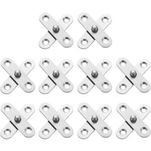 uxcell 10Pcs 360 Degree Rotating Pivot Hinges, 57 x 16.3mm Stainless Steel Centre Shaft Concealed Hidden Hinge for Home Kitchen Swinging Cabinet Doors, Silver