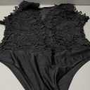 RARITYUS Women Sexy Lace Bodysuit Jumpsuit See Through Mesh Sleeveless/Long Sleeve Tops Swimsuit for Party Outfit (XX-Large, A Black Backless)