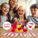 Valentines Day Gifts for Kids Classroom Bear Squishes, School Party Favors Exchange with Cards 24 PCS (Red)