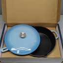 Bruntmor 5 Qt Cast Iron Skillet with Lid Turquoise Enameled Non Stick Frying Pan for Casserole, Sauting, and Grilling - Durable Handle Cookware for Easy Use
