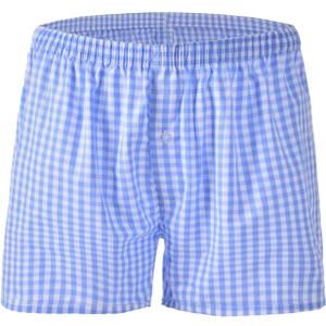 Mens Cotton Boxers Funny Woven Pattern Plaid Boxer Shorts Inseam Pajamas Single Pack (Medium, 1pcs-light Blue Checkered)