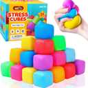DIYDEC 24 Pcs Stress Cube Toys 8 Colors Slow Rising Stress Balls for Kids Classroom Prizes Goodie Bags Squeeze Stretch Fidget Balls for Party Favors Adults Stress Relief