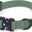 Heavy Duty Dog Collars for Medium and Large Dogs - Adjustable, Chew Proof Nylon Collar with Metal Quick Release Buckle and D-Ring for Dog Tags (Dark Green, M) (M(1''Width, Fit 11''-15''))