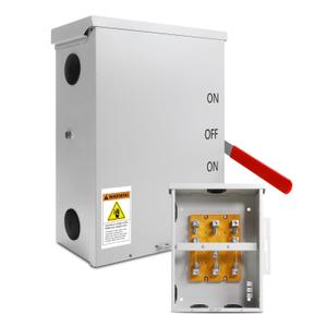 200 Amp Transfer Switch, 3P 120/240V, 48000W General-Duty Double-Throw Safety Switch, Meeting NEMA 3R Standards for Outdoor and Indoor