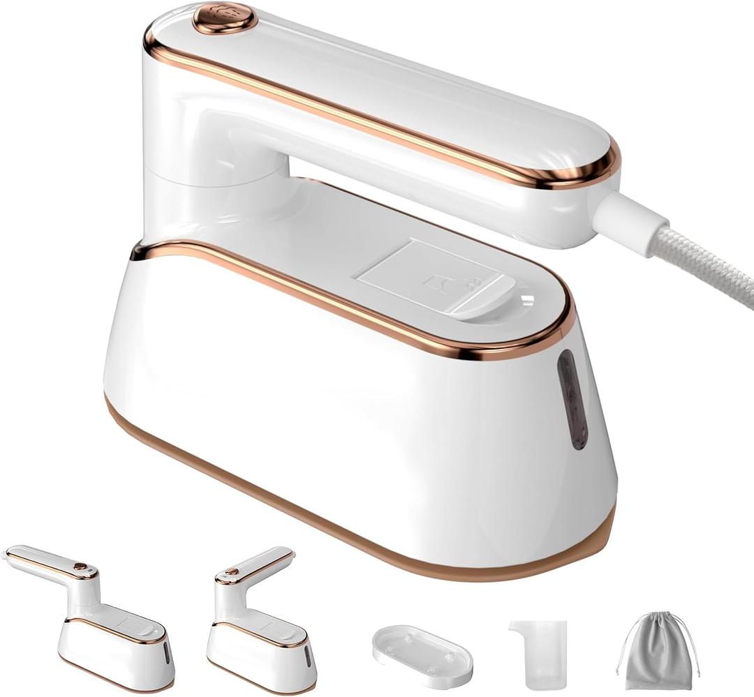 Travel Steamer, Premium Travel Steamer for Clothes Portable in Travel Mini Size, 1300W Efficient Fast-Heating Travel Iron Mini with Steam, Delicate Iron Steamer Excellent for Trip (White)