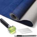 Pangda Suede Headliner Fabric 98 x 60'' with 1/9" Foam Backing Car Roof Headliner Fabric Suede Material Rubber Seam Roller Utility Knife for DIY Automotive RV Boat Ceiling Interior Repair(Blue)