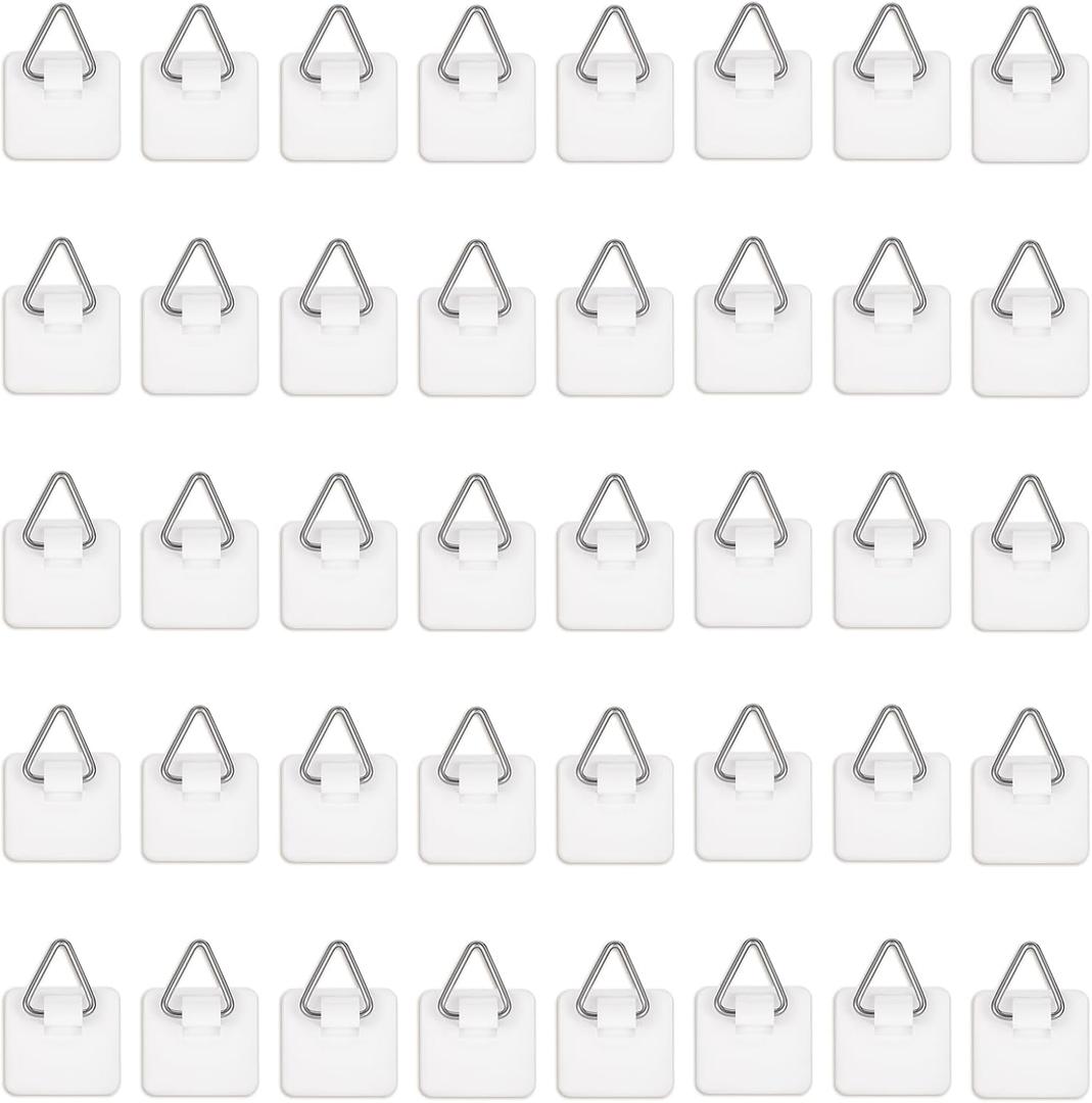 40Pcs Adhesive Picture Hangers for The Wall Plate Hangers Stick On Hooks Sticky Picture Frame Hooks for Pictures Frames Heavy Duty Pictures Hanging Hoops Without Nails