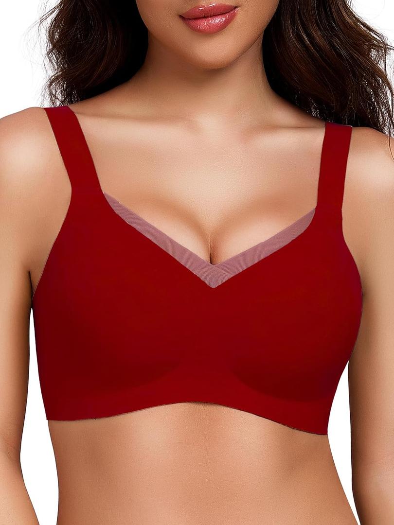 Gailife Crossover Bras for Women No Underwire Wireless Bralettes Seamless Supportive T Shirt Everyday Bras (Small, Wine)