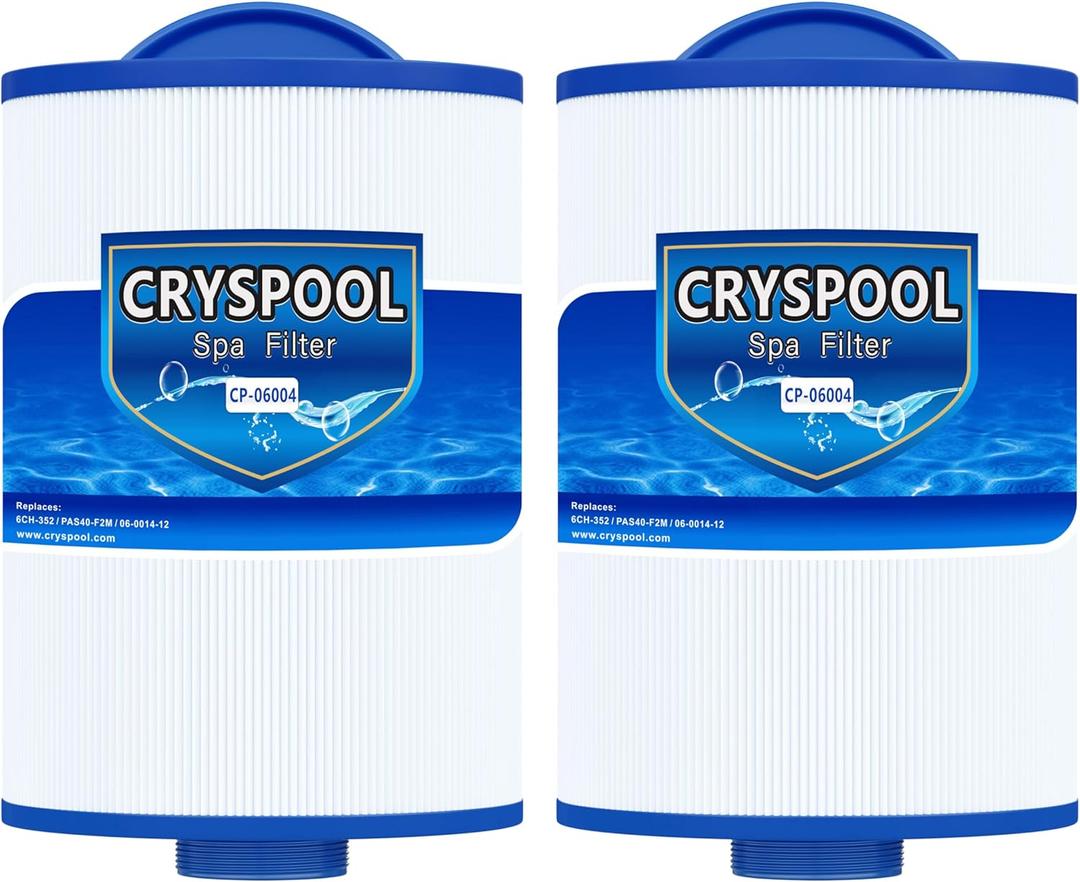 Cryspool 06004 Filter Compatible with Artesian Spas 06-0014-12, PMA-R1/x268546 with Closed Handle(Not be Removed), 6CH-352, FC-0318, PAS40-F2M, 06-0055-12, 35 Sq. Ft Spa Filter Cartridge, 2 Pack