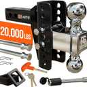 Adjustable Gooseneck Drawbar Trailer Hitch - 20,000 LBS, Fits 2 and 2-5/16 Inch Balls, US Gov Tested & Certified, Gooseneck Trailer Hitch Adapter for RV Towing, Motorcycles & Powersports