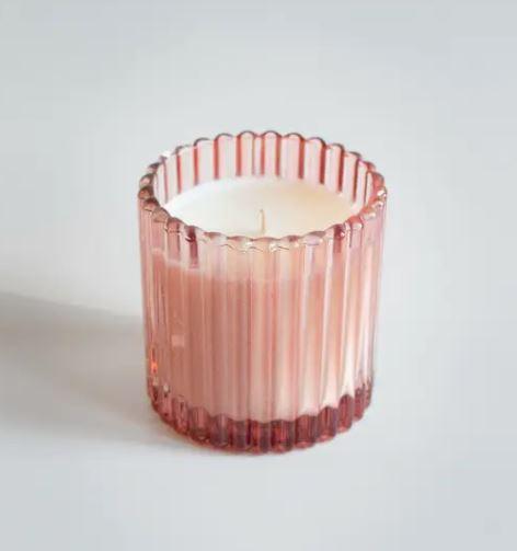 Ribbed Pink Candle Jar 8oz.