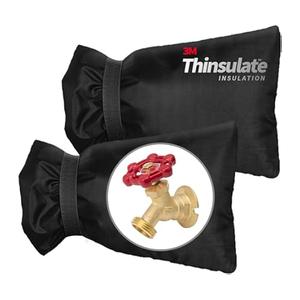 Outdoor Faucet Cover for Winter, 3M Thinsulate Spigot Cover for Winter Freeze Protection, Waterproof, 10" H x 6.3" W Outside Hose Bib Insulated Covers for Wall Taps, 2 Pcs Faucet Socks - Black