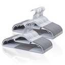 Tonswachic Pack of 50 Coat Hangers, Space-Saving Plastic Clothes Hangers, Non-Slip, 0.2 Inches Slim, 360° Swivel Silver Hook for Shirts, Pants & Wet/Dry Garments, Light and Dark Gray