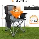Camping Chairs, 2 Pack Oversized Heavy Duty Fully Padded Outdoor Folding Chairs with Cup Holder, Cooler Bag and Side Pocket, Support 400 LBS, Carry Bag Included, Versatile for Sports,Outdoors & Lawns