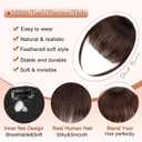 2 x Bangs Hair Clip in Bangs,100% Human Hair Fake Bangs Clip on Bangs Dark Brown,Faux Bangs Clip in Hair Extensions,French Bangs Fringe With Temples Hairpieces Curved Bangs for Daily Wear
