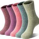 Loritta Wool Socks for Women Warm Winter Socks Knit Crew Calf Hiking Boot Sock Stocking Stuffers Gifts (Large, A-classic Solid Color)