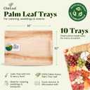 Chic Leaf Compostable Palm Leaf Serving Trays, 10x14 Inch Rectangular Disposable Platters for Charcuterie, Parties, and Catering, Heavy-Duty Microwave Safe Natural Wood-Look Plates, 10 Pack