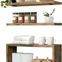 Wall Mounted Floating Shelf, c Long for Bedroom Living Room Kitchen Staircase Bathroom Above Toilet Wall Decoration Book Storage Room Recoration (3piece Set) Brown