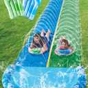 JOYIN 32.5FT Water Slide and 2 Inflatable Boards, Extra Long Heavy Duty Double Lawn Waterslide with Sprinkler for Kids Adults Backyard Summer Water Toy Outdoor Fun, Blue, Green