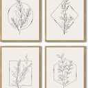 Drsoum Botanical Flower Boho Framed Wall Art Wooded Minimalist Aesthetic Floral Prints Farmhouse Retro Plants Rustic Bathroom Kitchen Home Decor Ready to Hang 11x14inx4pcs (Natural Framed)