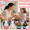 Easter Bunny Egg Figurines Set of Four 3D Printed PLA Decorative Easter Basket Fillers Party Favors for Office Desk/Car Interior Decor
