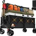 Collapsible Wagon Cart with Wheels Foldable - Folding Utility Heavy Duty Wagons Carts for Grocery Sports Garden Shopping Camping Wheelbarrows (Black,300L)