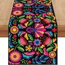 Mexican Fiesta Table Runner Cinco De Mayo Tablecloth Dia De Los Muertos Decor Day of The Dead Decorations and Supplies for Home 13x72 Inch
