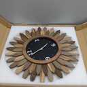 Honiway Large Wall Clock Battery Operated 21 in Rustic Wood Boho Sunburst Decorative Wall Clock Silent Non Ticking Farmhouse Wall Clocks for Living Room Bedroom Kitchen Bathroom Decor (Tricolor)