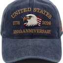 250 Anniversary USA Hat 250th Anniversary USA Baseball Cap Embroidered Patriotic Hat for Men & Women (One Size, 250th Eagle Blue)