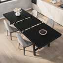 GarveeHome 63-83" Extendable Dining Table, Industrial Rectangular Dining Room Table for 6-8 People, Expandable Kitchen Table with Heavy Duty Metal Frame for Dining Room, Kitchen & Parties, Black, 35.43"D x 86.61"W x 30"H