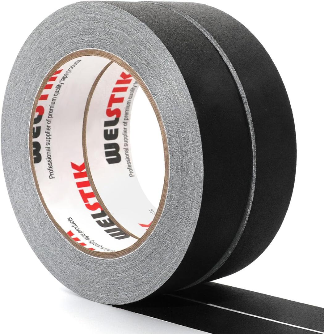 WELSTIK 2 Pack Black Gaffer Tape,1" X 33 Yards-10% Longer.Heavy Duty Gaffer Tape for Cables, Photography, Theater Stage Setup,Interior Design,Residue Free,Non Reflective,Easy to Tear