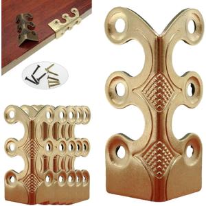 Skirting Board Corner Protectors Solid Brass Baseboard Corner Protectors, Vintage Metal Corner Protector Table Corner Perimeter Cover Safety Bracket with Screws (Gold*5Pcs)