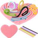 Sensory Activity Board Sensory Toys for Kids Calming Fidget Toy for Stress Relief,Anxiety,ADHD,Silent & Mess-Free,Autism Sensorys Products for Kids 3+ & Adults,Travel Activity Toys (Pink Heart Shape)