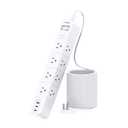One Beat Extension Cord 15 ft, Surge Protector Power Strip with 8 Widely AC Outlets 3 USB (2 USBC), Flat Plug Power Strip, Desktop Charging Station with Overload Protection for Home, Office, Dorm, ETL Listed