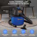 Koblenz Wet Dry Vacuum Cleaner, 2 Gallon 2.0 PHP, 60 CFM, 10 ft Reach, Twist-N-Lock Hose, Small Shop Vac, Portable Shop Vac for Home Car Garage Workshop, Accessories Included, Blue/Black, WD-2L