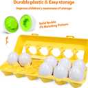 Montessori Geometric Eggs,12 pcs Set Color & Shape Egg Puzzle Toys Matching Eggs for Toddlers 1-3,Preschool Educational Sorting Game Fine Motor Toy Easter Gifts for Kids Boys Girls