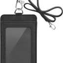 PU Leather ID Badge Holder, Life-Mate ID Badge Holder with 1 Clear ID Window 1 Credit Card Slot and PU Leather Lanyard for Badge Credit Cards College ID Cards in Black