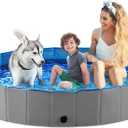 Jasonwell Foldable Dog Pet Bath Pool Collapsible Dog Pet Pool Bathing Tub Kiddie Pool Doggie Wading Pool for Puppy Small Medium Large Dogs Cats and Kids 71" Grey (Mdf Wood Gray)