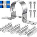 36 Pack 2-3/8 Inch Heavy-Duty Galvanized Steel Pipe Brackets for Wood Fence Repair & Outdoor Pipeline Fixing, Rust-Proof Metal Post Holders with 48 Screws