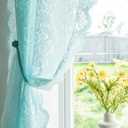 ALIGOGO Mint Green Curtains for Bedroom - Lace Sheer Seafoam Aqua Curtains 63 Inches Length for Baby Girl Bedroom, Rod Pocket Ocean Coastal Beach Summer Decor 52 W x 63 L, 1 Pair, Aqua