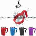 4 PCS 30 Oz Tumbler Handle for Yeti, 4 Colors (Black, Red, Purple, Blue) Anti-Slip Travel Tumbler Cup Holder Replacement Secure Grip (Not Included Cup)
