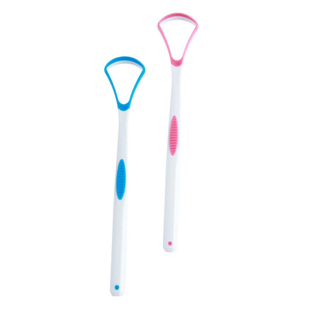 2pcs Tongue Scraper Cleaner Ergonomic Oral Care Tools for Fresh Breath Gentle Cleaning Safe Tongue Scraping Pink Sky Blue