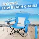 HaSteeL Folding Beach Chair Set of 2, Foldable Blue Camping Chairs for Outside, Low Beach Chair Portable for Adults Fishing, Picnic, Outdoor BBQ, Travel, Sports, Cup Holder & Storage Bag, 28 X 6 Inches , Oversized