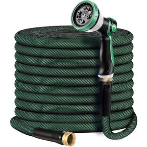 Garden Hose 100 FT, Heavy Duty Water Hose with Aluminum Fittings, Puncture Proof All-weather, Ultra-Lightweight and Flexible, Watering and Cleaning for Outdoor, Lawn
