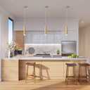 KCO Lighting LED Gold Mini Pendant Light Modern Kitchen Island Ceiling Hanging Light Fixtures Small Cylinder Ceiling Pendant Lighting for Bedroom, Dinning Room (Gold)