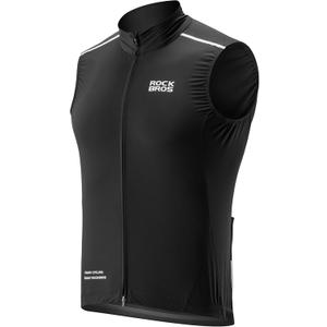 ROCKBROS Cycling Vest Windproof Breathable Bike Vest Men Sleeveless Lightweight Windbreaker with Pockets (X-Large)