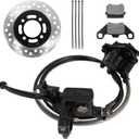 RUTU Brake Master Cylinder Caliper Left Hand Rear Mini Bike Brake Kit, 53" Brake Hose Brake Pads 160mm Disc Brake, Compatible with Kazuma Roketa BMS Taotao 50cc, 70cc, 90cc, 110cc, 125cc ATV, Black