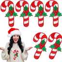 6 Pcs 7'' Large Size Christmas Iron-on Patch Candy Cane Iron on Patches Appliques Embroidery Patches Bulk for Crafts Clothes Jeans Hats Sweaters Jacket Bags Accessories DIY