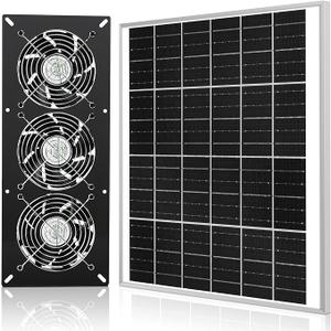 Solar 3 Fan Kit, 25W Solar Panel Powered Exhaust Fan for Outdoor Chicken Coop, Greenhouse & Shed, Intake or Exhaust Air for Cooling, IP67 Waterproof, 3500RPM, 15FT Cord